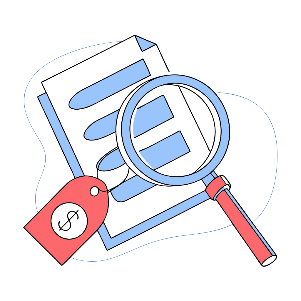 a-minimalist-icon-featuring-a-stylized-magnifying- 1 - Top Notch Customs Icon of a magnifying glass over a document, symbolizing complete transparency in logistics.
