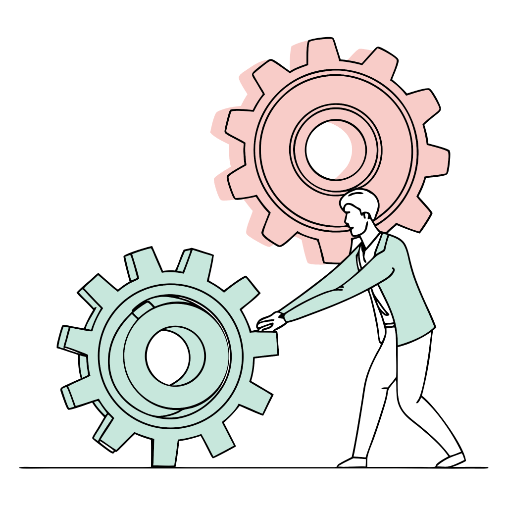 a-professional-icon-depicting-two-interlocking-gea 1 - Top Notch Customs Icon of two interlocking gears representing a strong partnership focused on SME clients.
