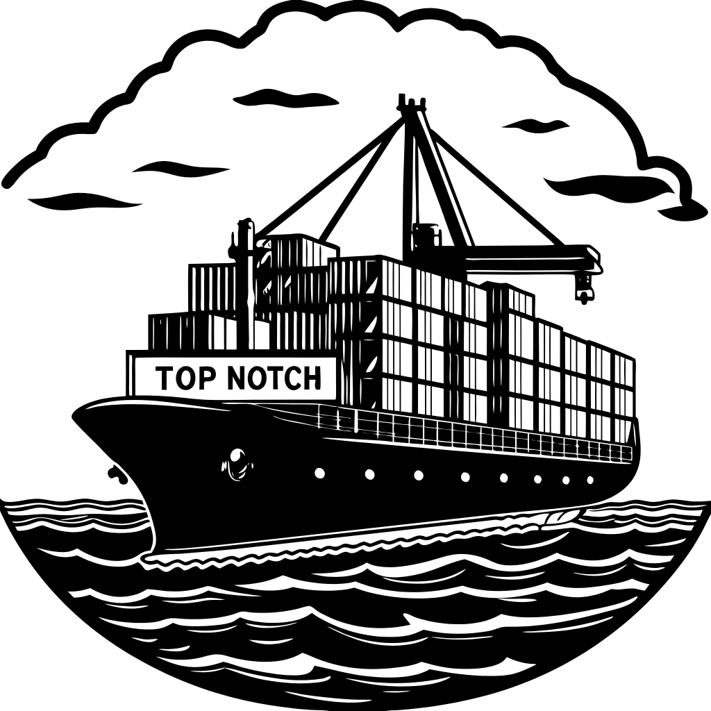 cargo-ship-with-top-notch-shipping-containers-on-t - Top Notch Customs Icon of a cargo ship for sea freight forwarding services.